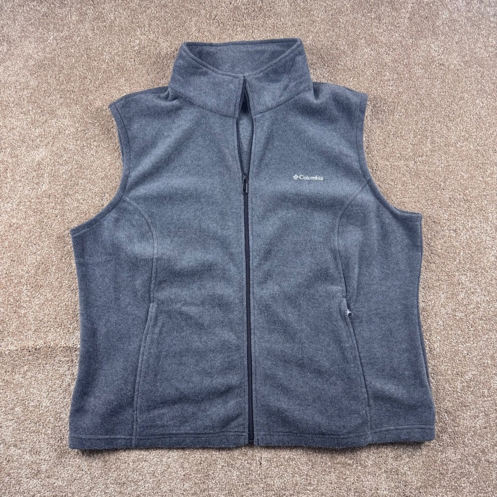 Columbia Benton Springs Fleece Vest Charcoal‎ Grey Full Zip Plus Size 2X Womens